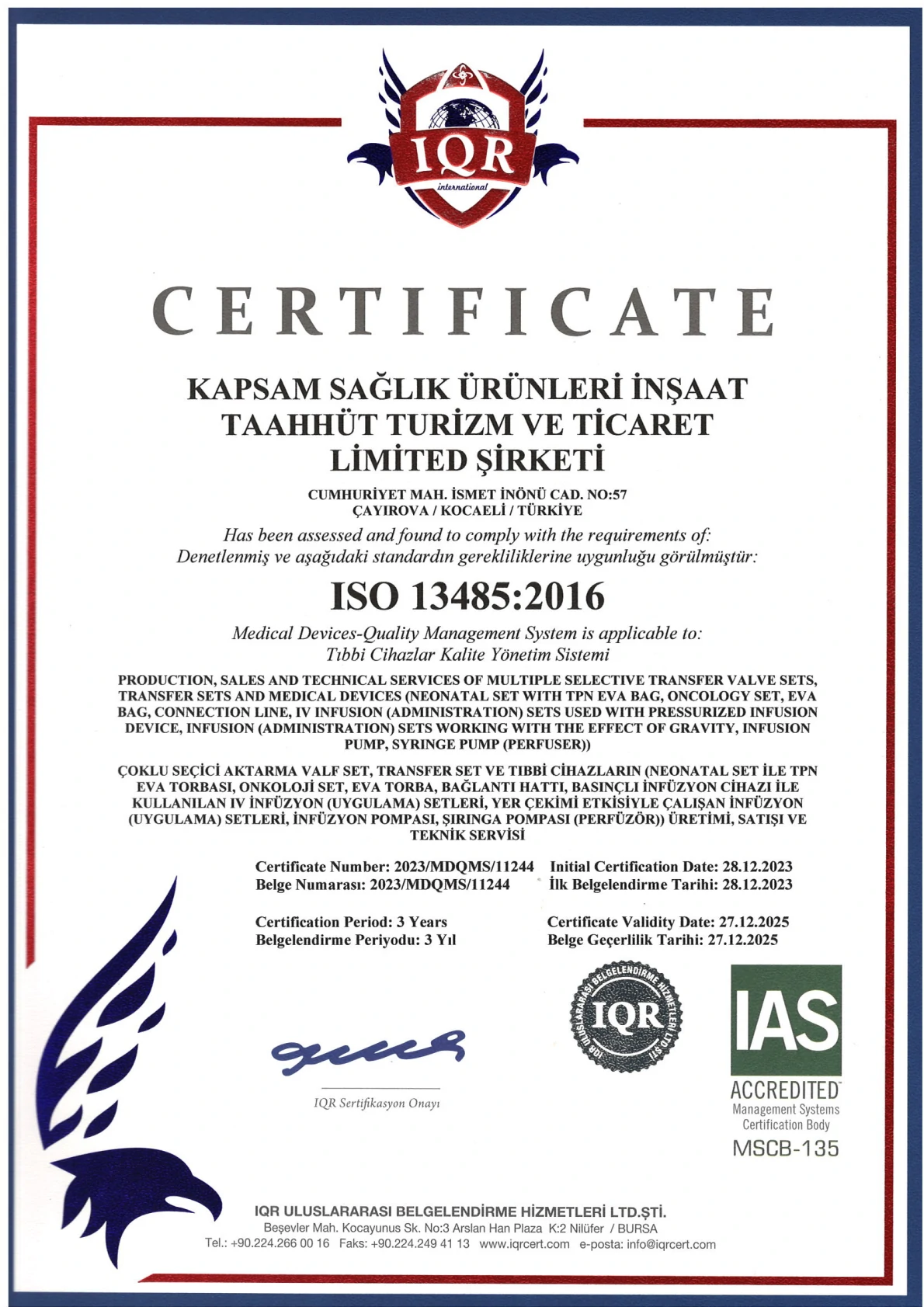 KAPSAM ISO 13485 2024 EN