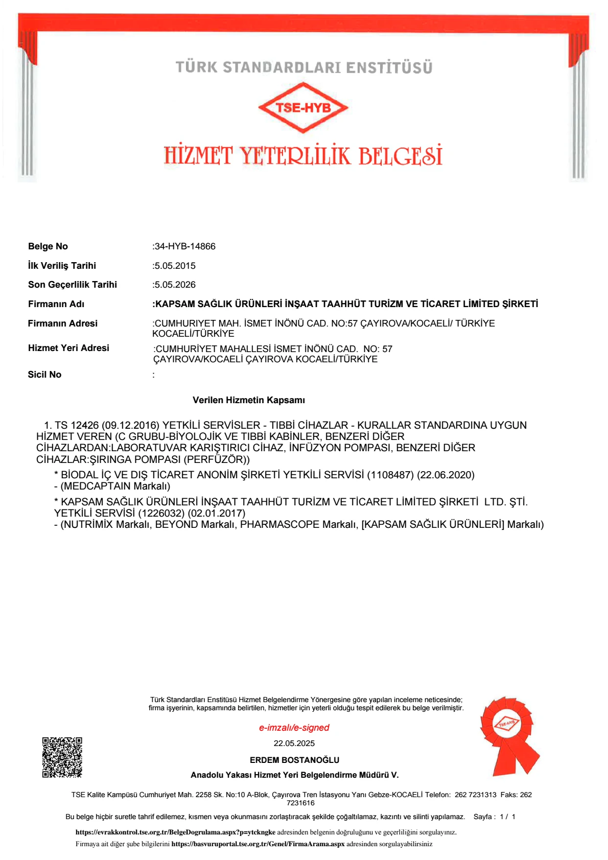 TSE Service Competence Certificate